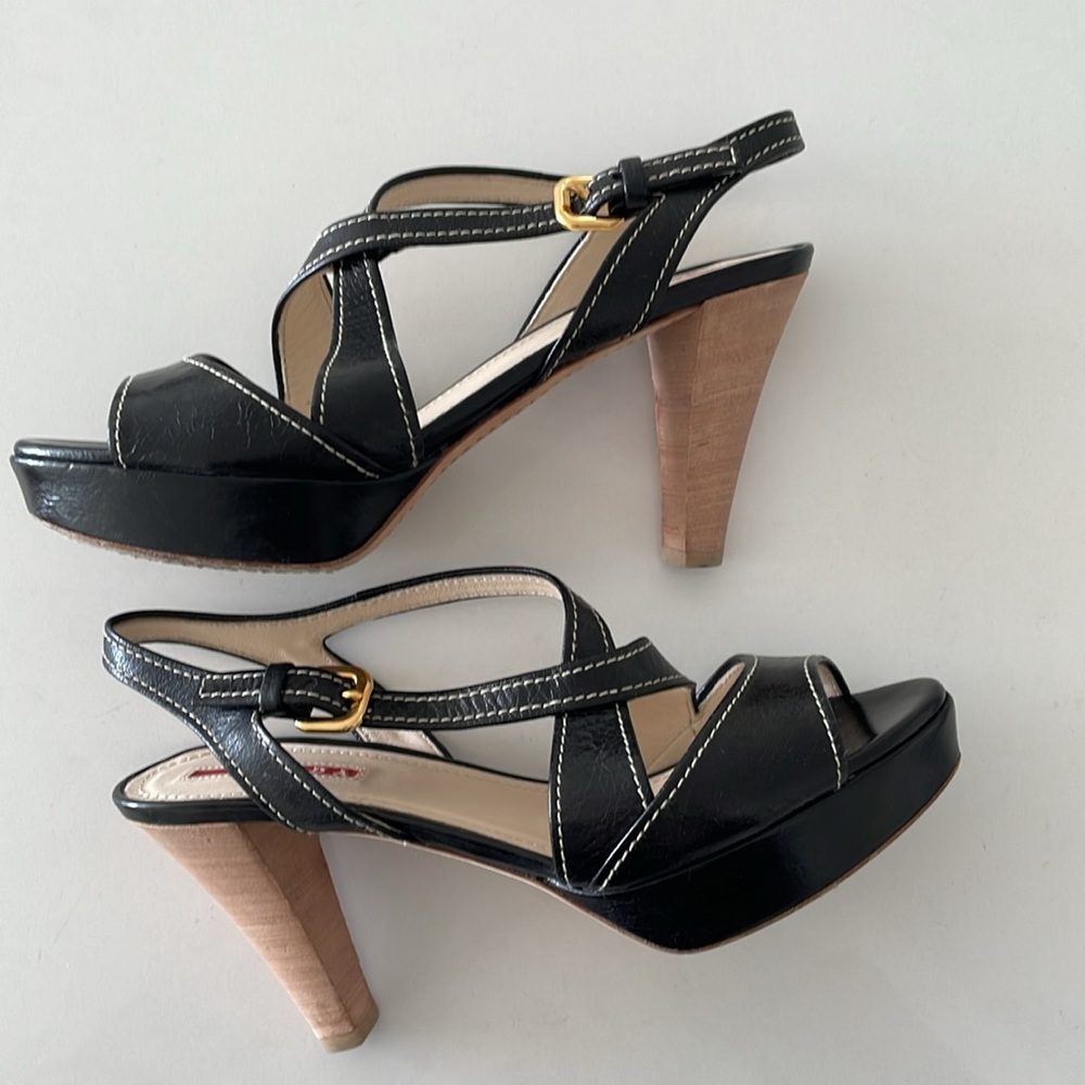 SALE! Prada Sport Black Leather Platform Sandal - Picture 7 of 16